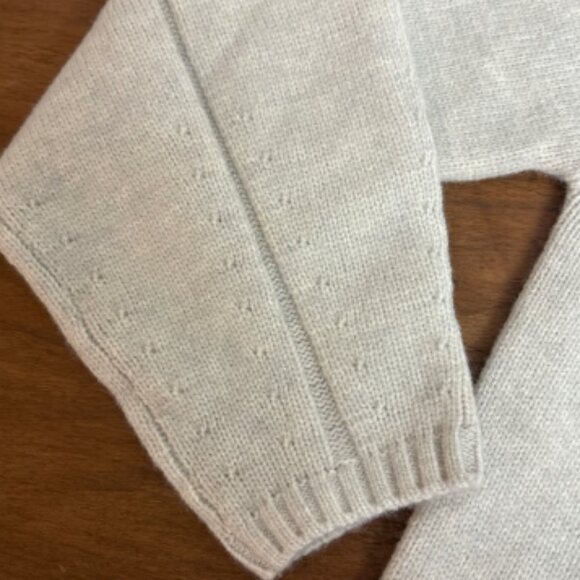 ANN TAYLOR MOCK NECK SEAM POINTELLE SLEEVE IVORY OATMEAL SWEATER NEW XS P - Picture 4 of 7